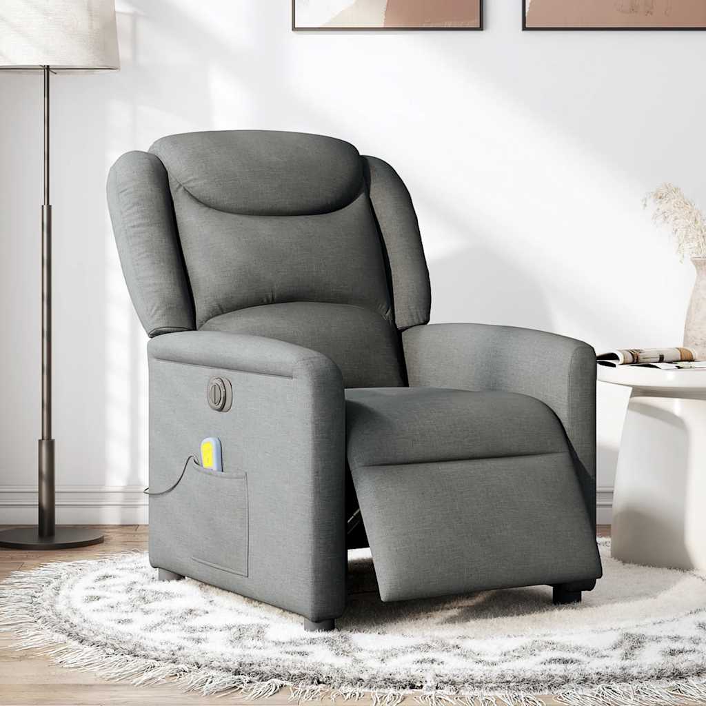 vidaXL Fotoliu electric de masaj rabatabil, gri închis, textil