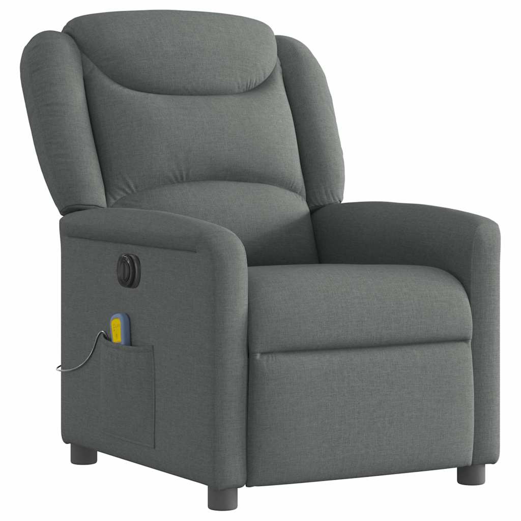 vidaXL Fotoliu electric de masaj rabatabil, gri închis, textil