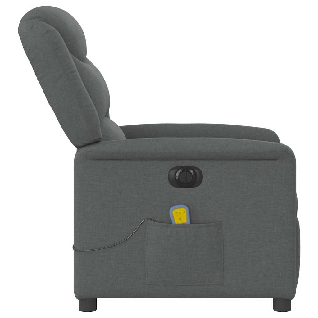 vidaXL Fotoliu electric de masaj rabatabil, gri închis, textil