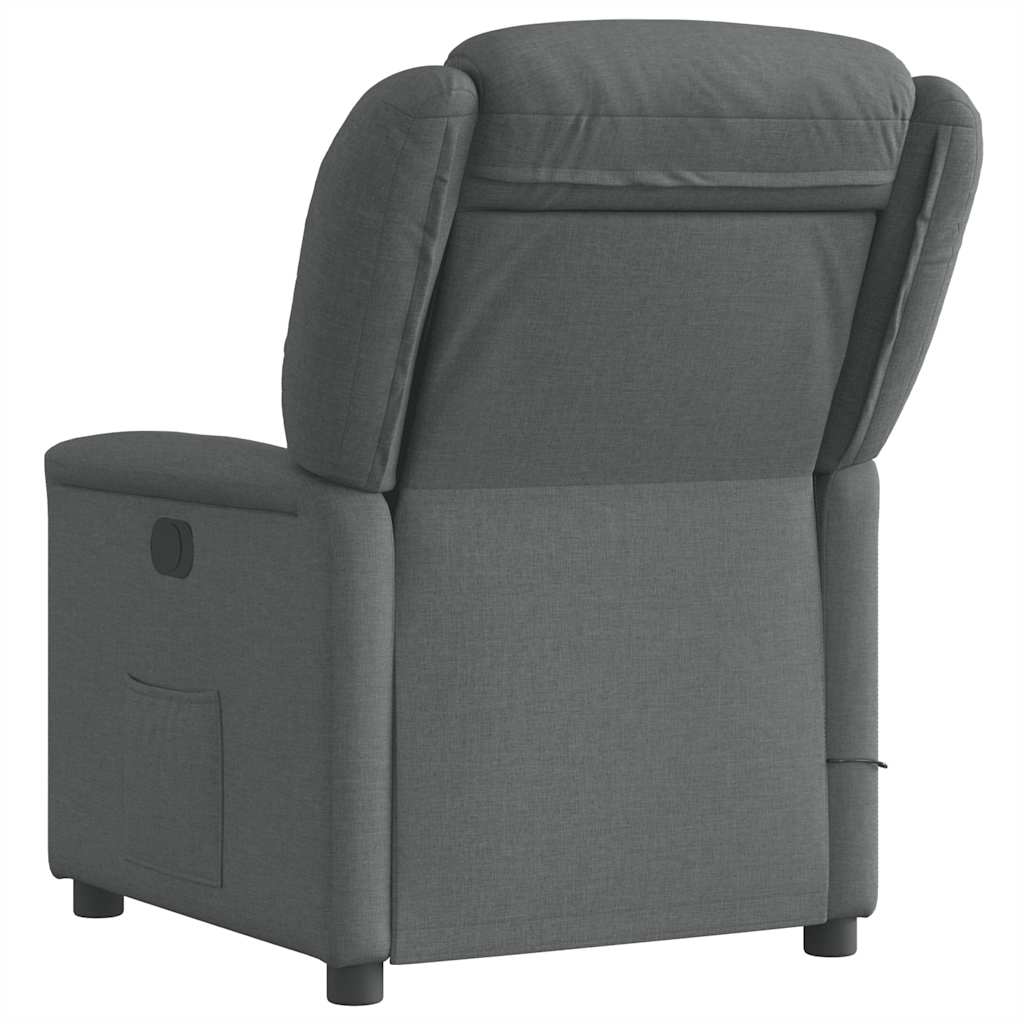 vidaXL Fotoliu electric de masaj rabatabil, gri închis, textil