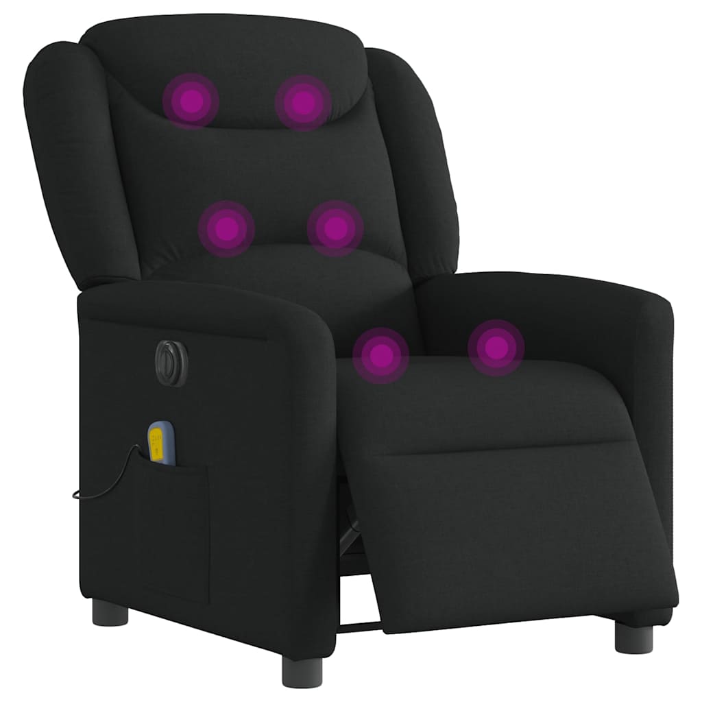 vidaXL Fotoliu electric de masaj rabatabil, negru, textil vidaXL Fotoliu electric de masaj rabatabil, negru, textil