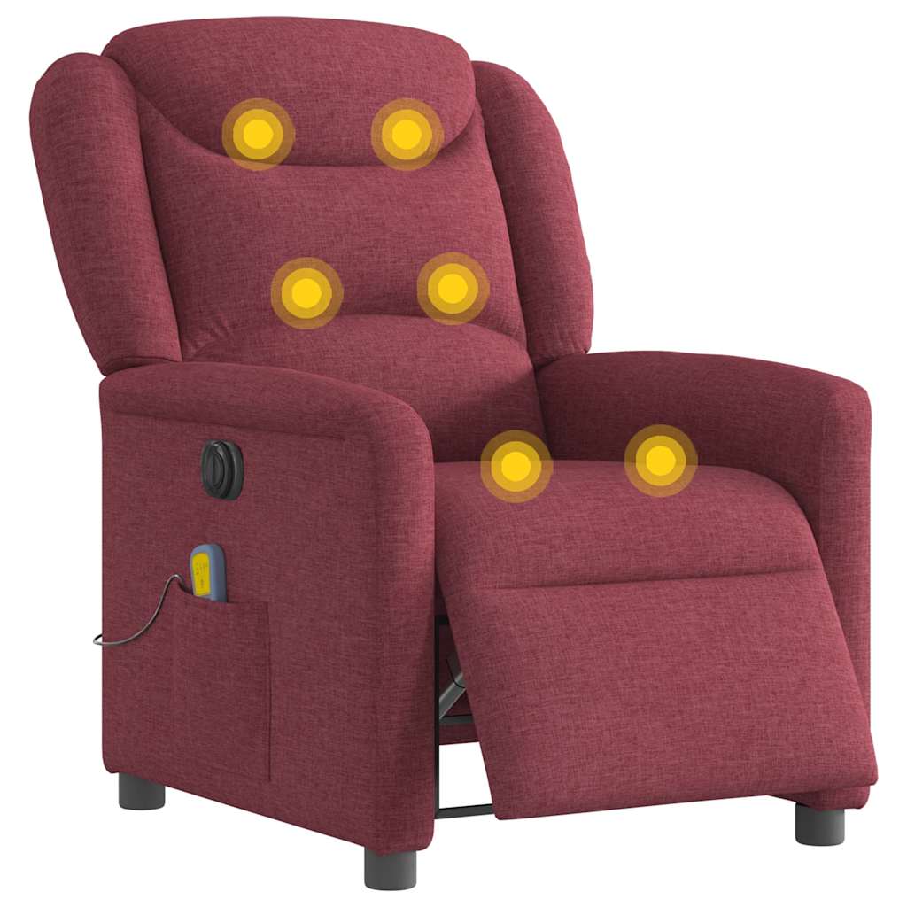 vidaXL Fotoliu electric de masaj rabatabil, roșu vin, textil vidaXL Fotoliu electric de masaj rabatabil, roșu vin, textil
