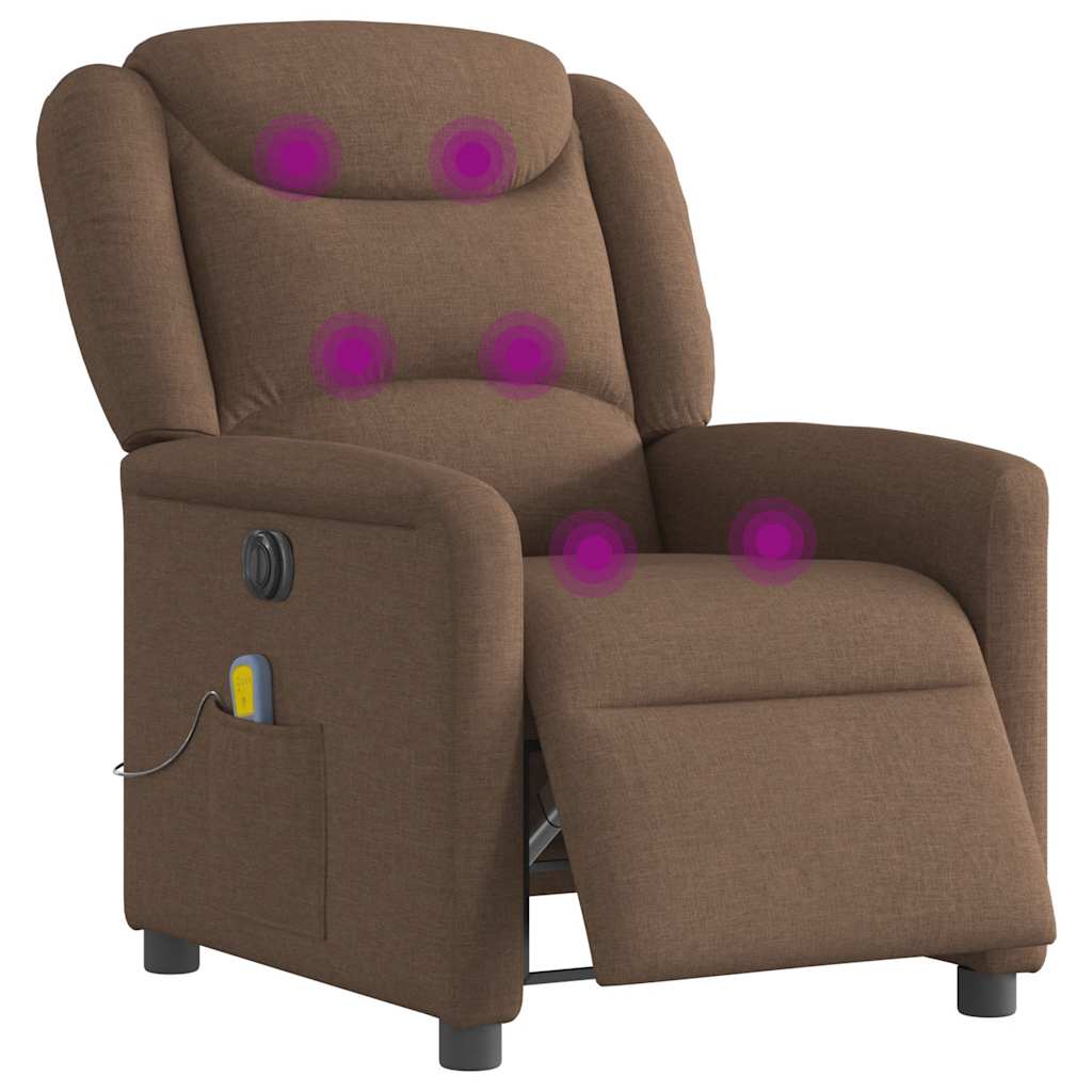 vidaXL Fotoliu electric de masaj rabatabil, maro, textil