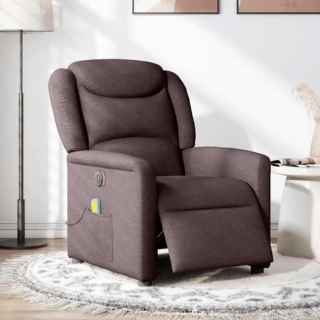 vidaXL Fotoliu electric de masaj rabatabil, maro închis, textil