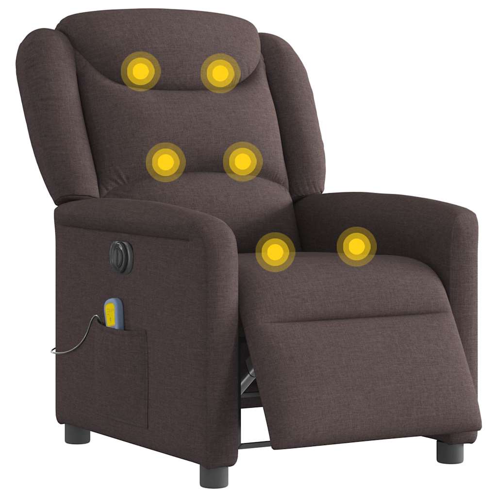 vidaXL Fotoliu electric de masaj rabatabil, maro închis, textil