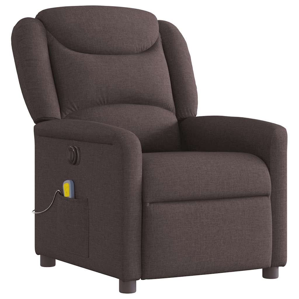 vidaXL Fotoliu electric de masaj rabatabil, maro închis, textil