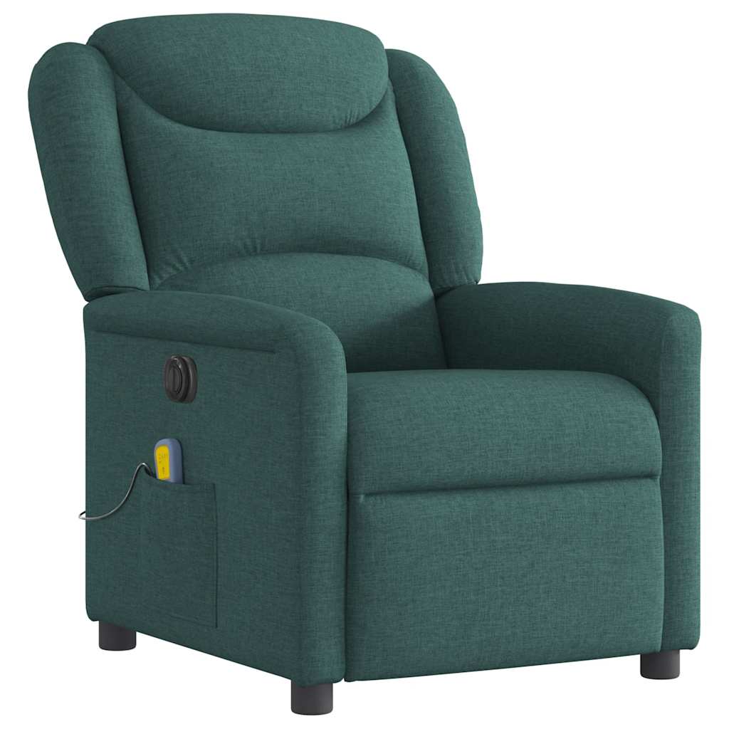 vidaXL Fotoliu electric de masaj rabatabil, verde închis, textil vidaXL Fotoliu electric de masaj rabatabil, verde închis, textil