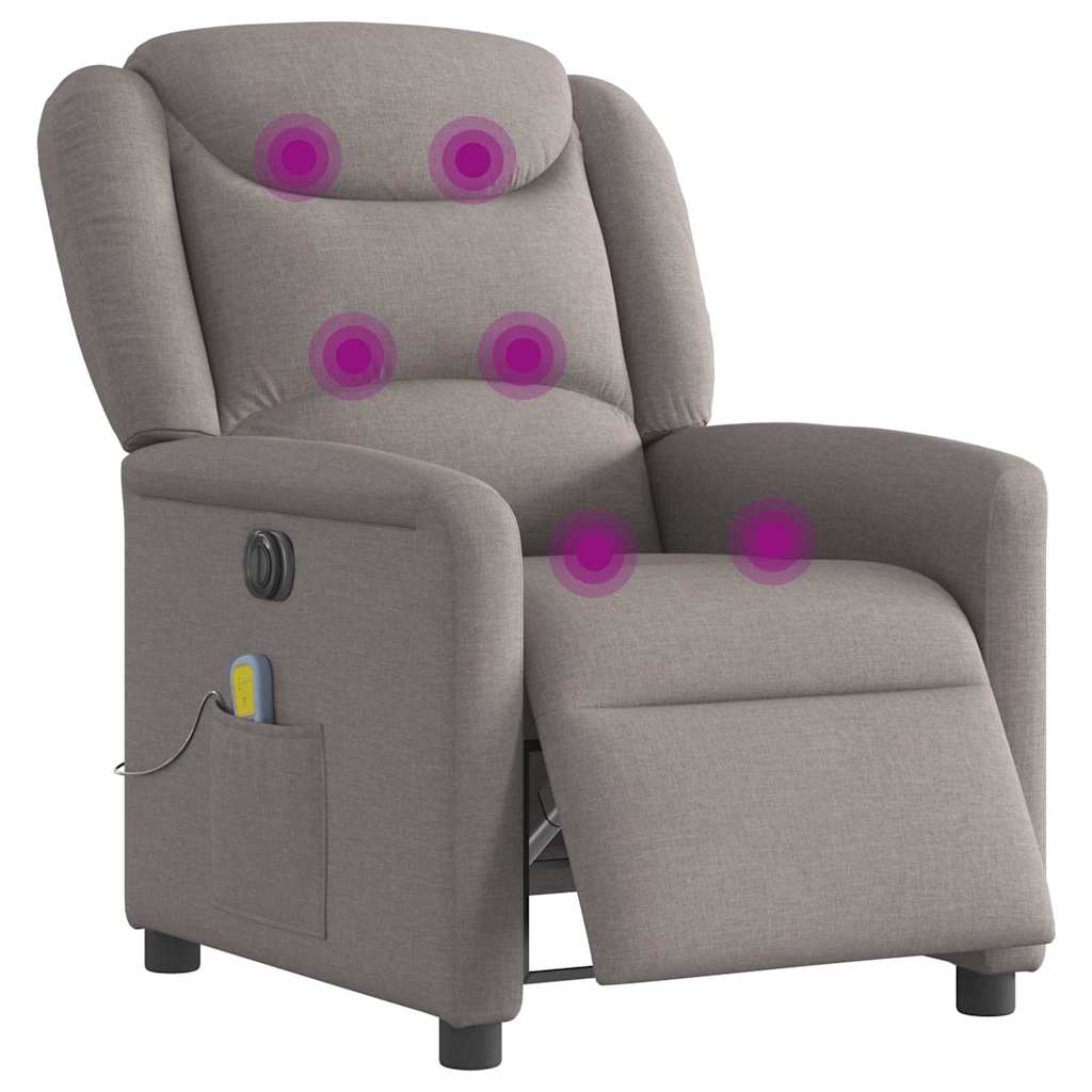 vidaXL Fotoliu electric de masaj rabatabil, gri taupe, textil