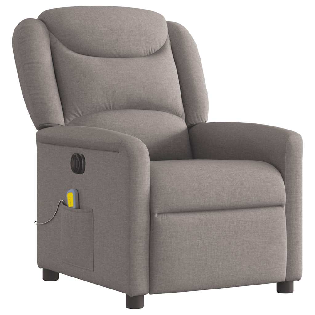 vidaXL Fotoliu electric de masaj rabatabil, gri taupe, textil