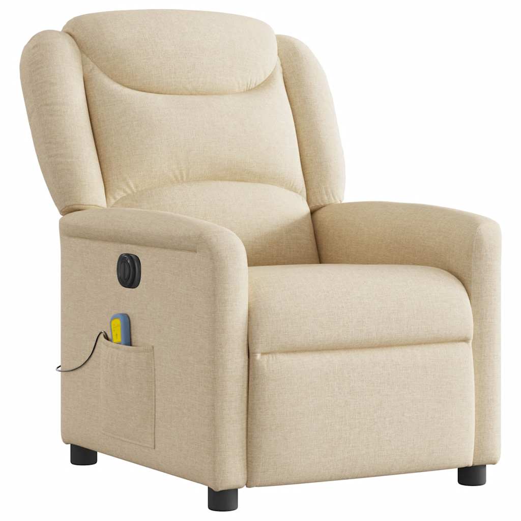 vidaXL Fotoliu electric de masaj rabatabil, crem, textil
