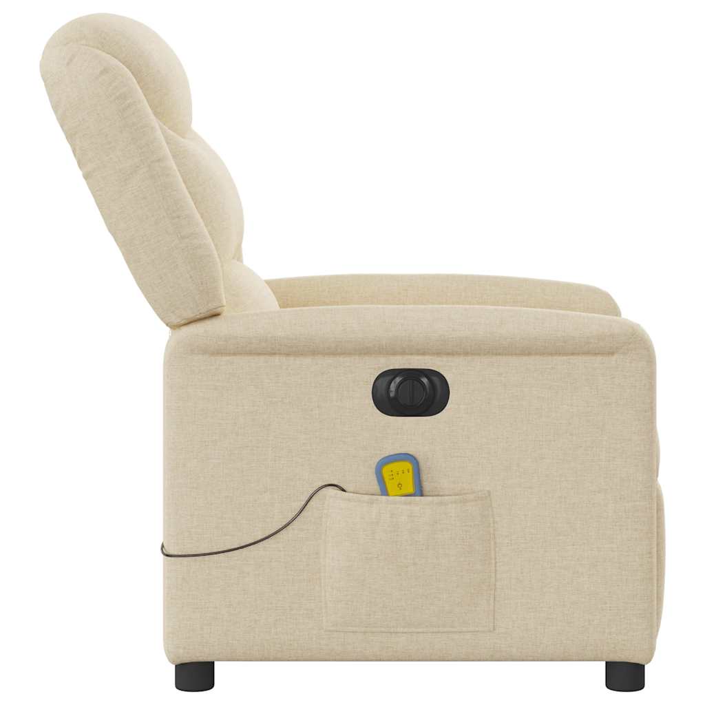 vidaXL Fotoliu electric de masaj rabatabil, crem, textil