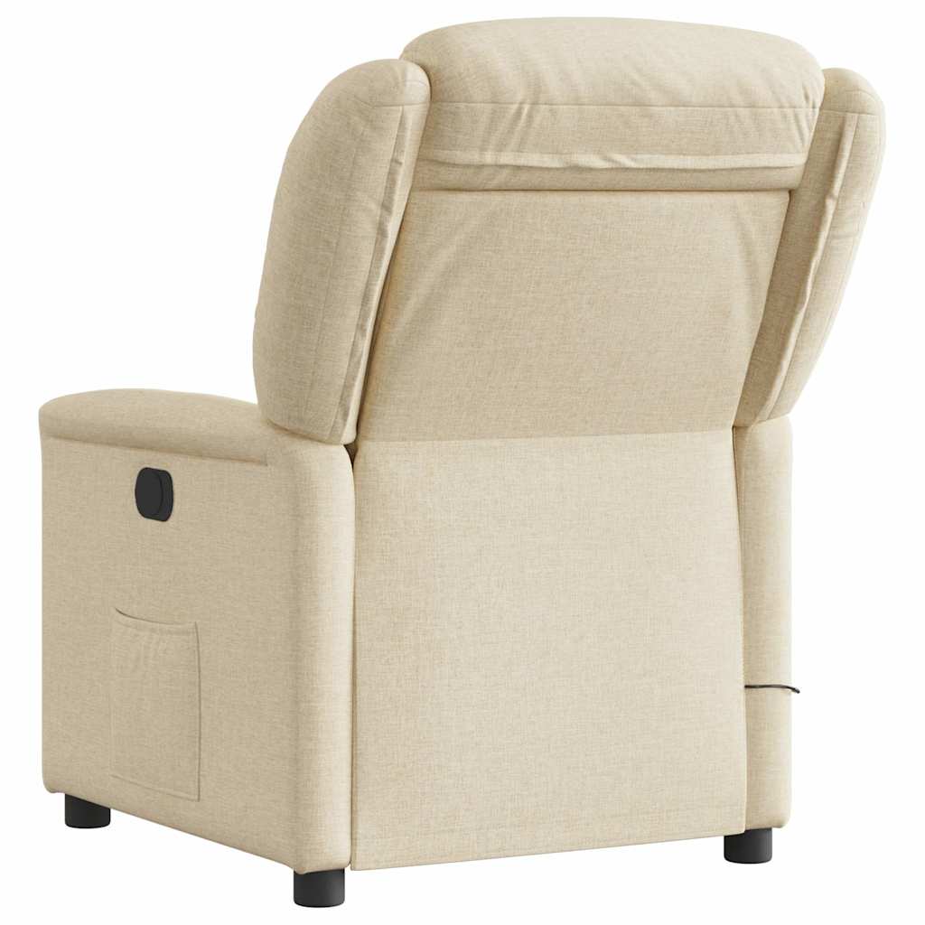 vidaXL Fotoliu electric de masaj rabatabil, crem, textil