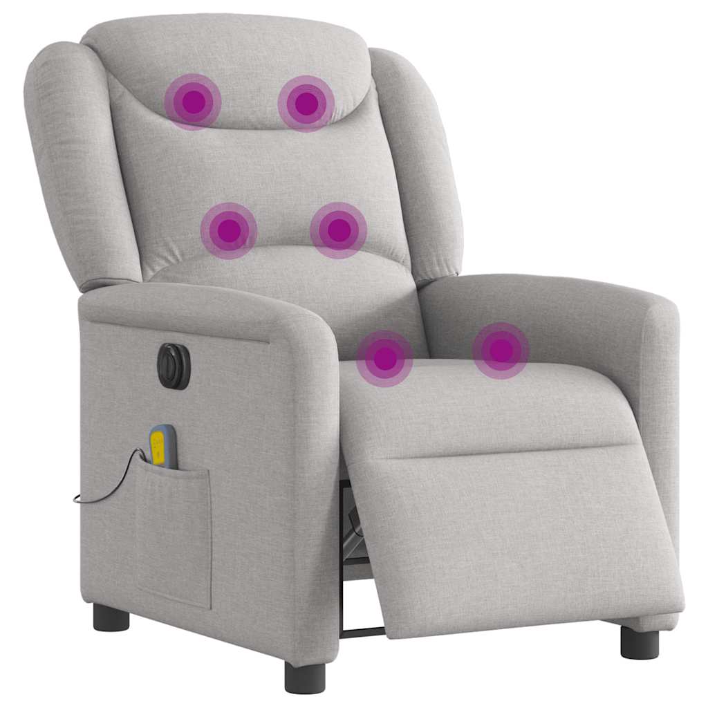 vidaXL Scaun reclinabil electric pentru masaj Cloud Grey Fabric