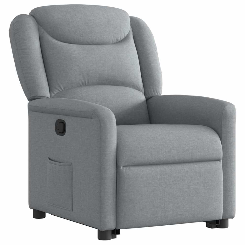 vidaXL Fotoliu rabatabil cu ridicare, gri deschis, material textil
