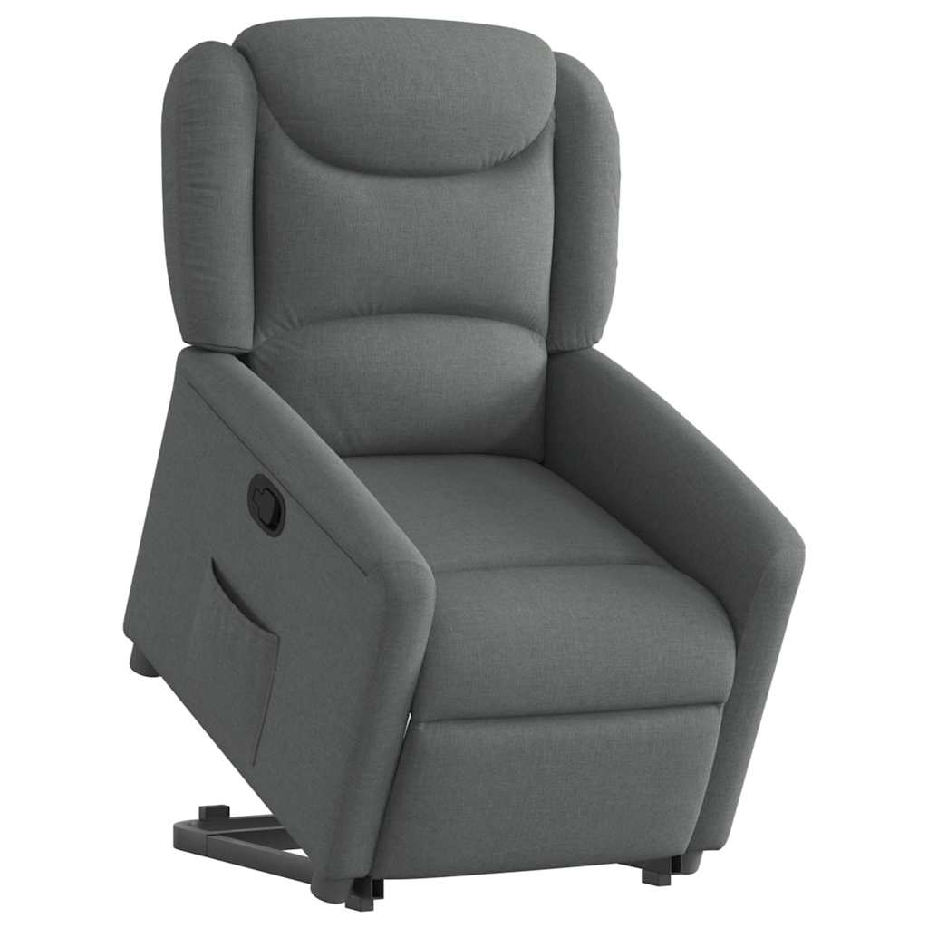 vidaXL Fotoliu rabatabil cu ridicare pe verticală, gri închis, textil