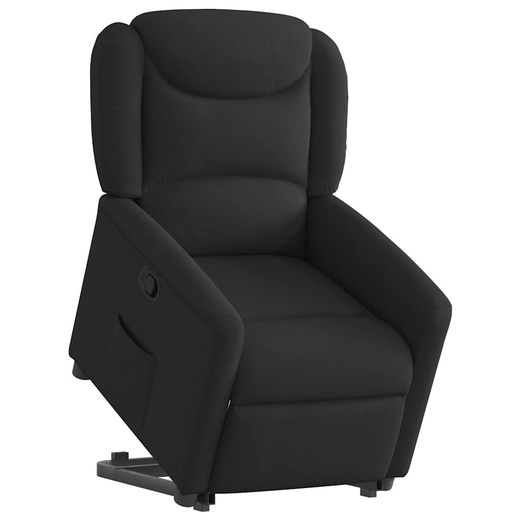 vidaXL Fotoliu rabatabil cu ridicare pe verticală, negru, textil