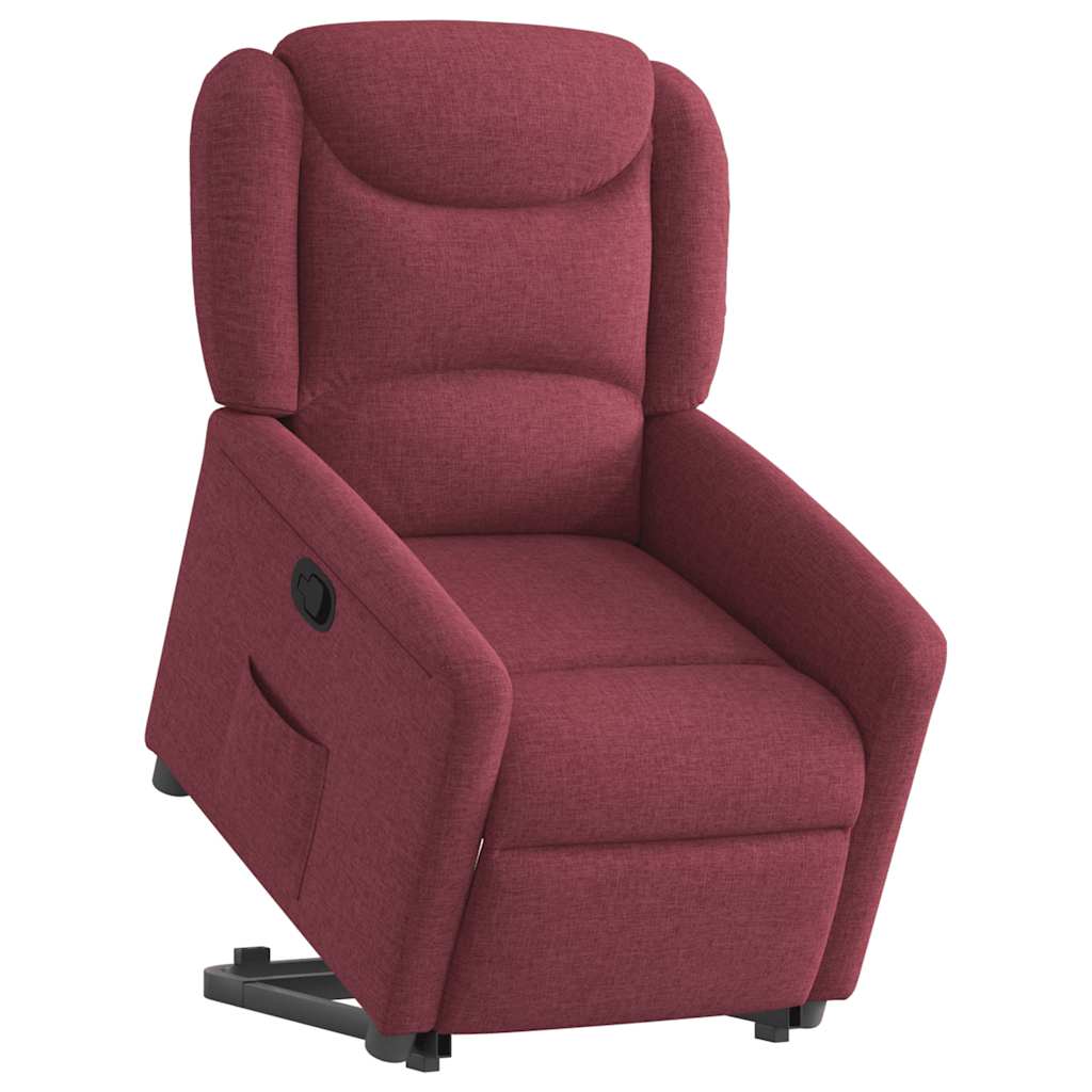vidaXL Fotoliu rabatabil cu ridicare, roșu vin, material textil