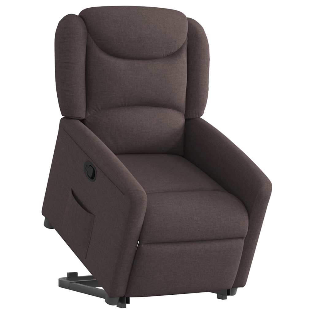vidaXL Fotoliu rabatabil cu ridicare pe verticală, maro închis, textil