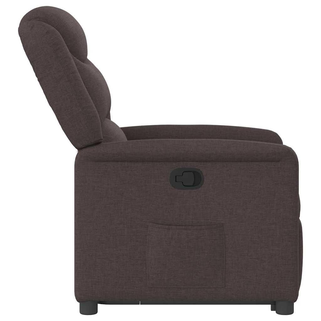 vidaXL Fotoliu rabatabil cu ridicare pe verticală, maro închis, textil