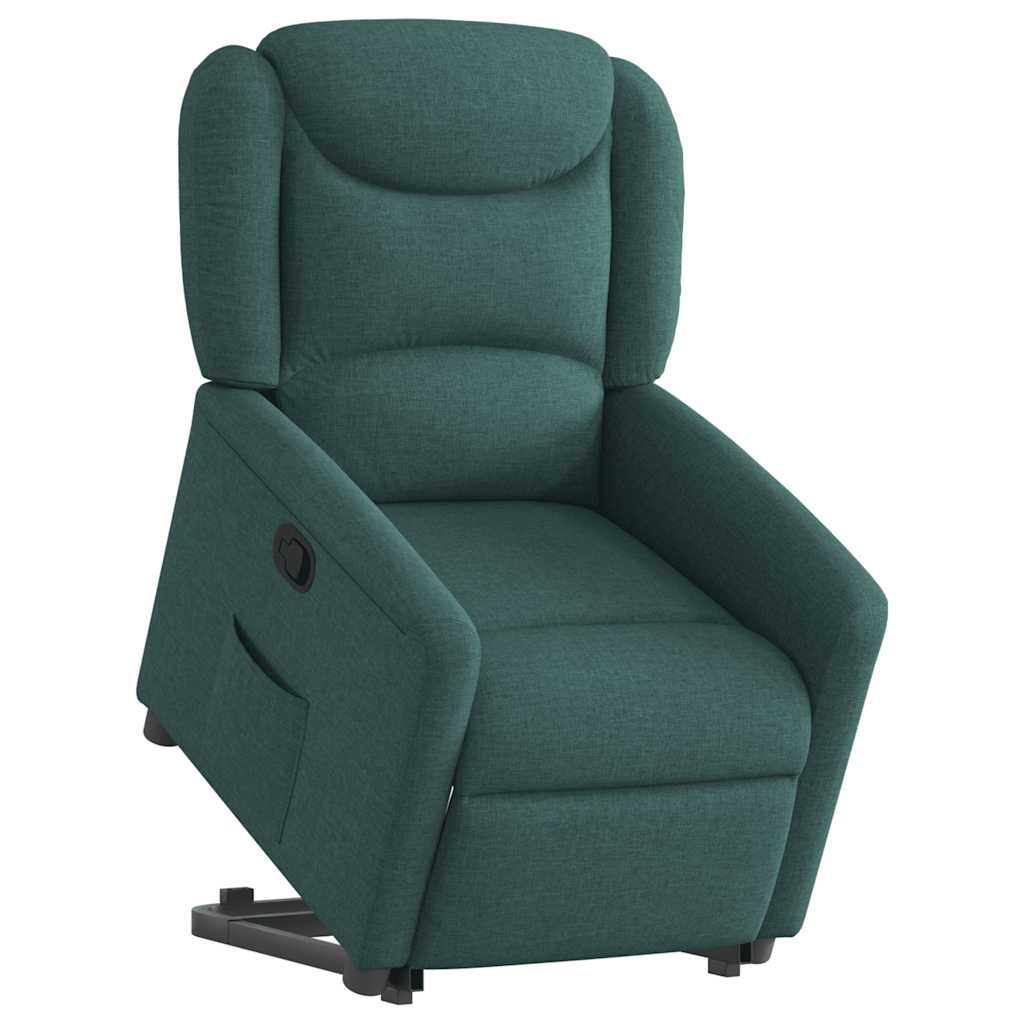 vidaXL Fotoliu rabatabil ridicare pe verticală, verde închis, textil vidaXL Fotoliu rabatabil ridicare pe verticală, verde închis, textil