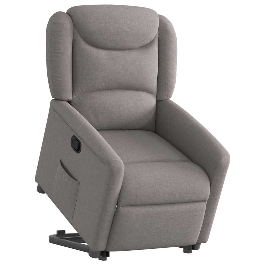 vidaXL Fotoliu rabatabil cu ridicare pe verticală, gri taupe, textil vidaXL Fotoliu rabatabil cu ridicare pe verticală, gri taupe, textil
