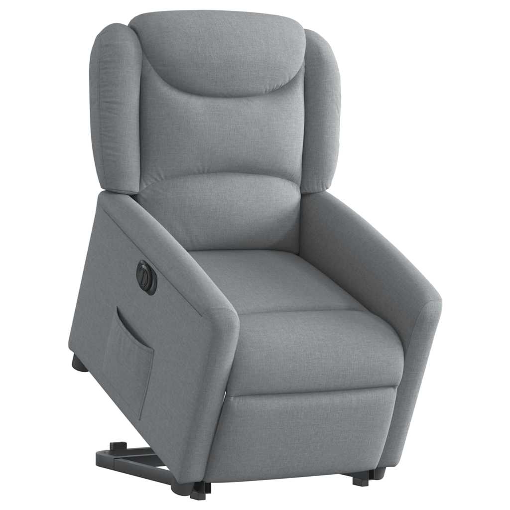 vidaXL Fotoliu electric rabatabil cu ridicare, gri deschis, textil