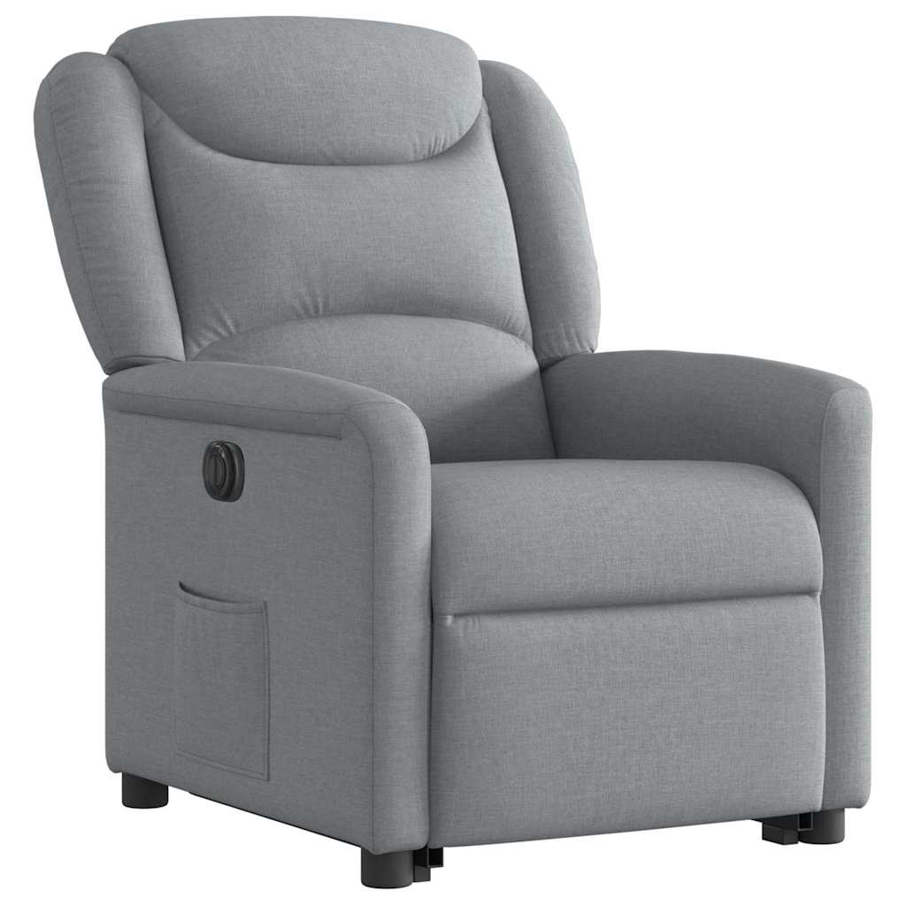 vidaXL Fotoliu electric rabatabil cu ridicare, gri deschis, textil