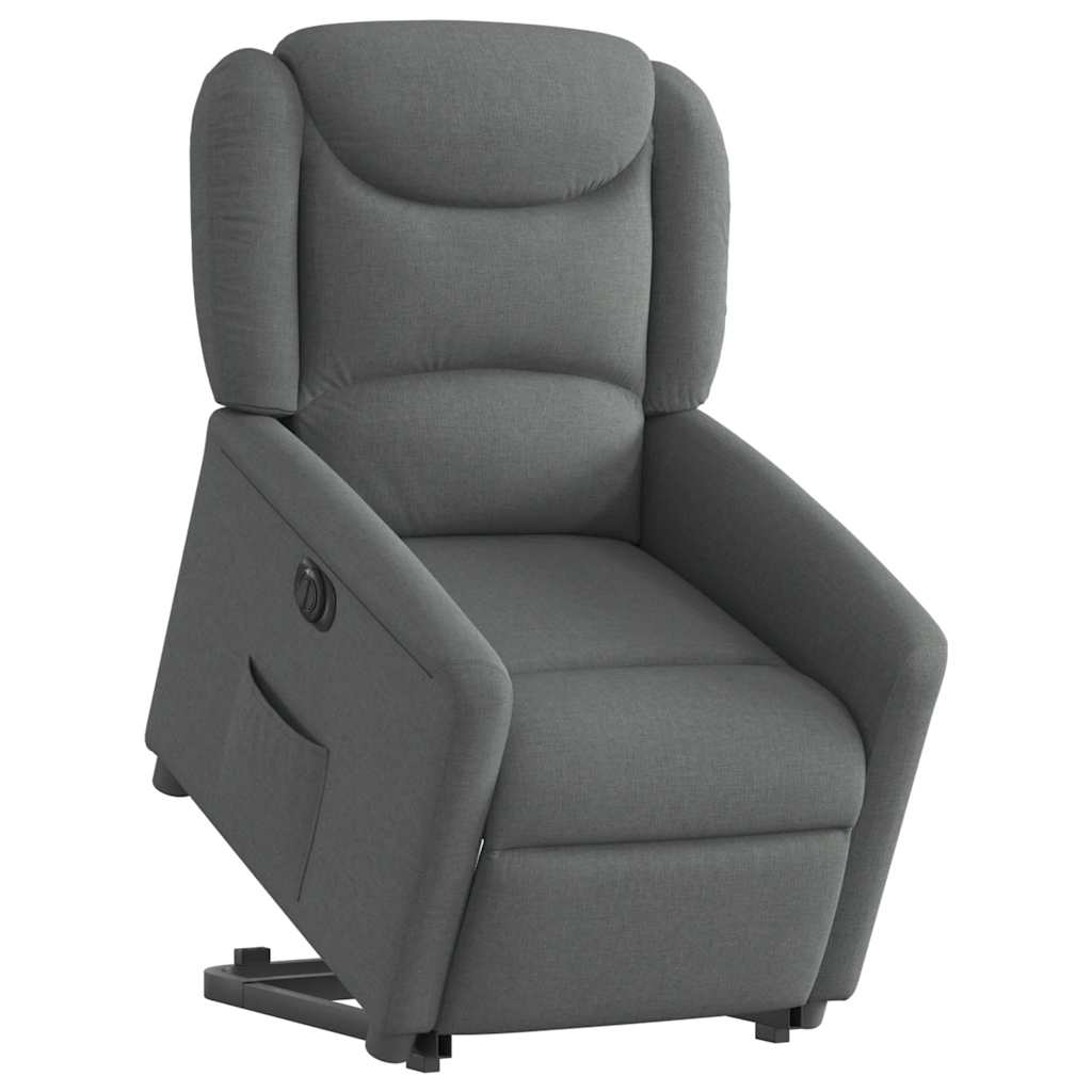 vidaXL Fotoliu electric rabatabil cu ridicare, gri închis, textil