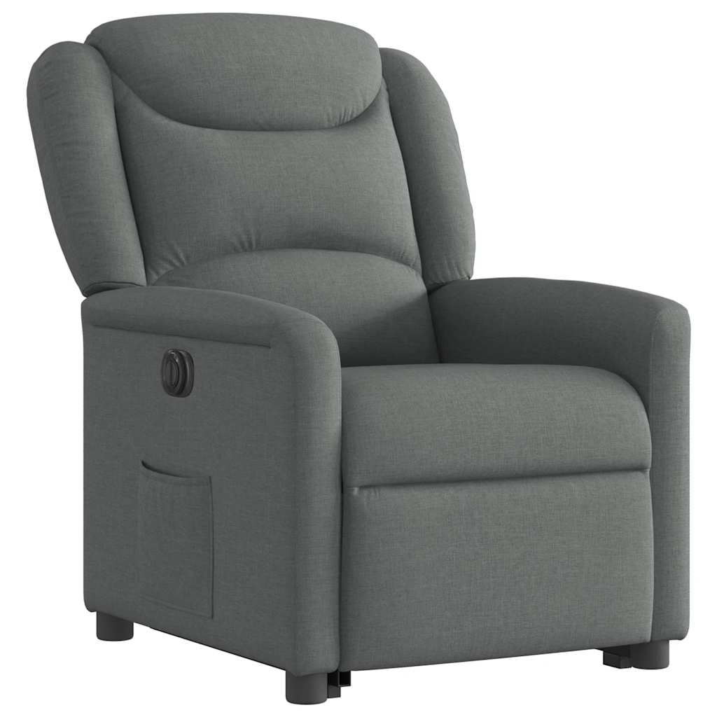 vidaXL Fotoliu electric rabatabil cu ridicare, gri închis, textil