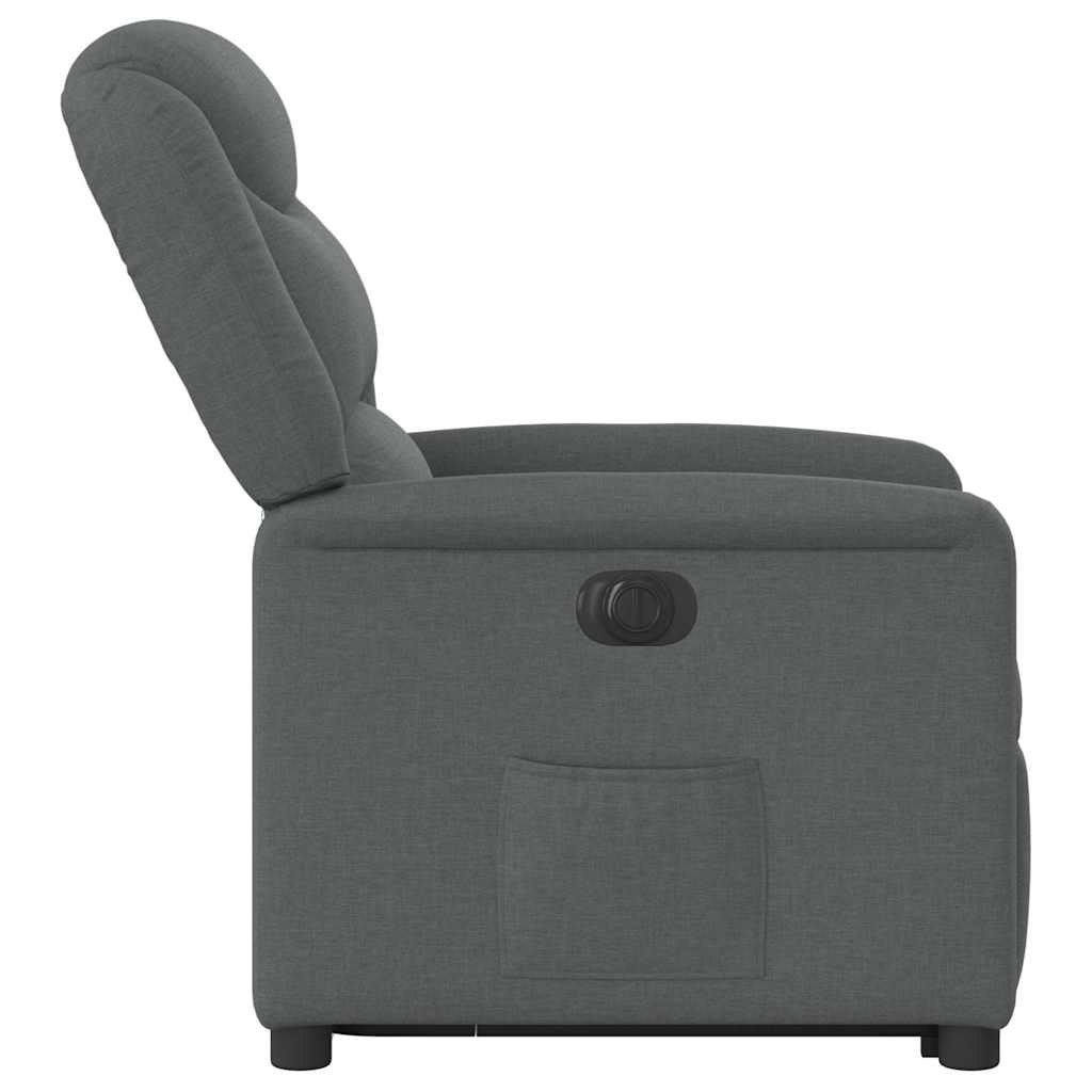 vidaXL Fotoliu electric rabatabil cu ridicare, gri închis, textil