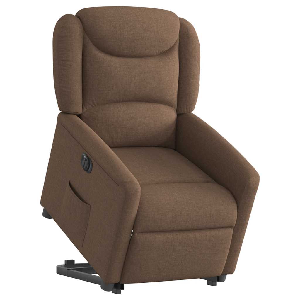 vidaXL Fotoliu electric rabatabil cu ridicare, maro, textil