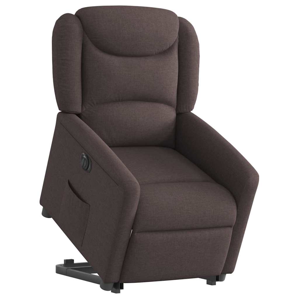 vidaXL Fotoliu electric rabatabil cu ridicare, maro închis, textil
