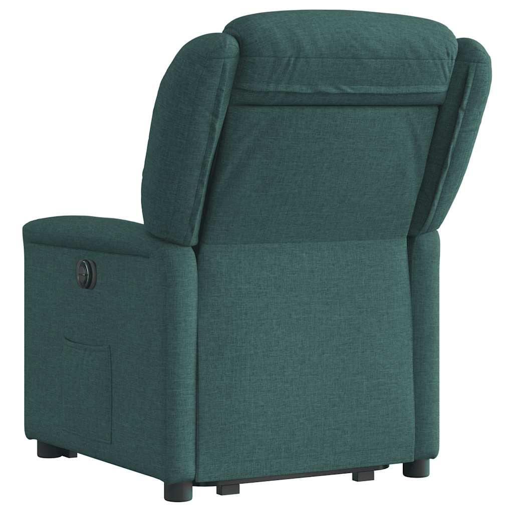 vidaXL Fotoliu electric rabatabil cu ridicare, verde închis, textil