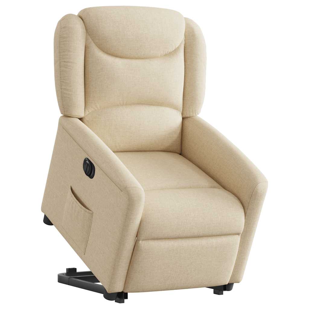 vidaXL Fotoliu electric rabatabil cu ridicare, crem, textil