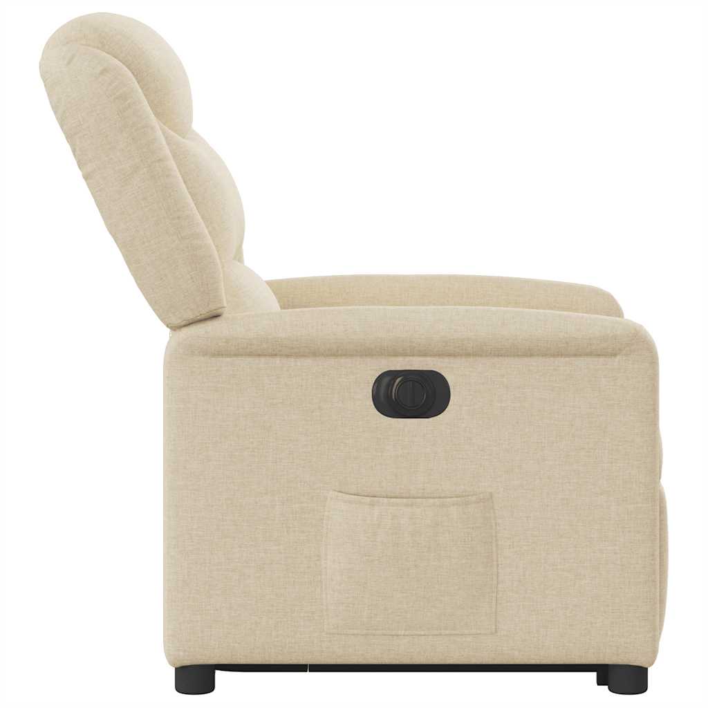 vidaXL Fotoliu electric rabatabil cu ridicare, crem, textil