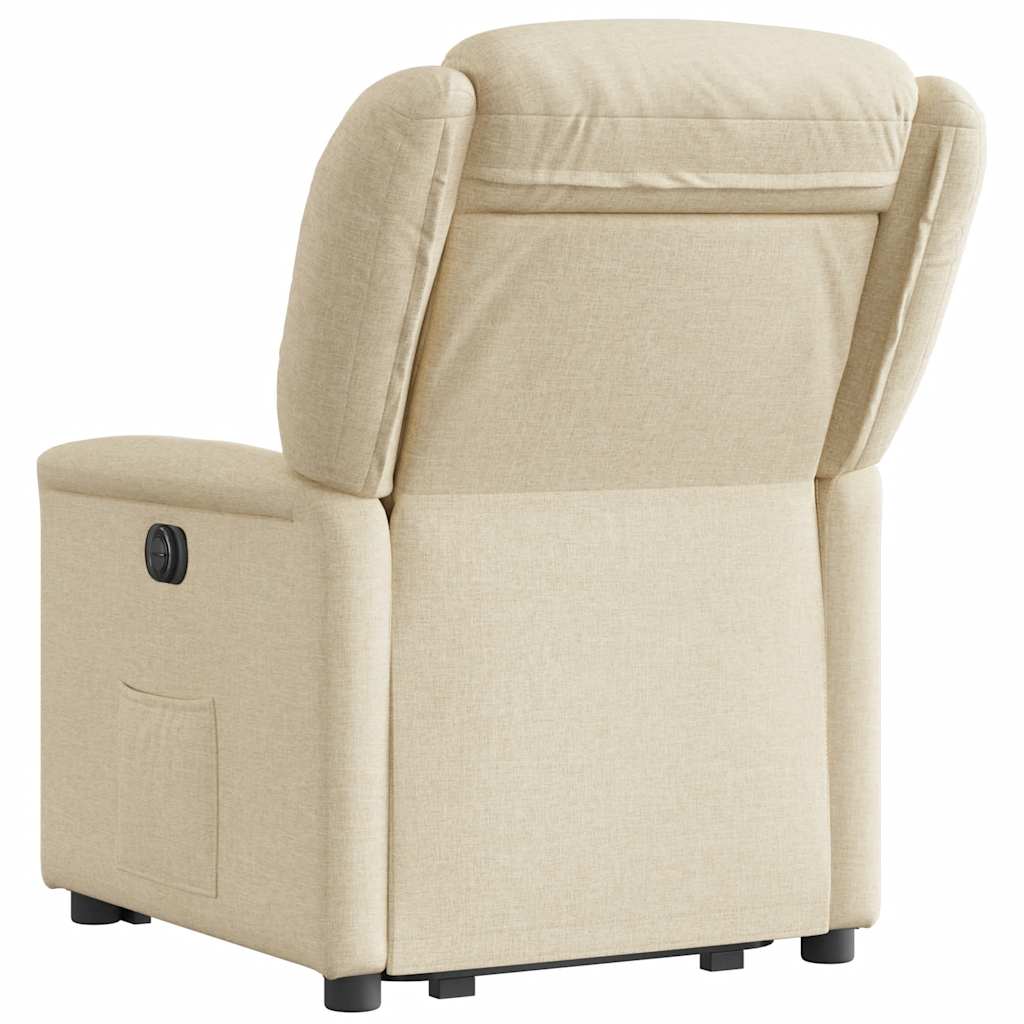 vidaXL Fotoliu electric rabatabil cu ridicare, crem, textil