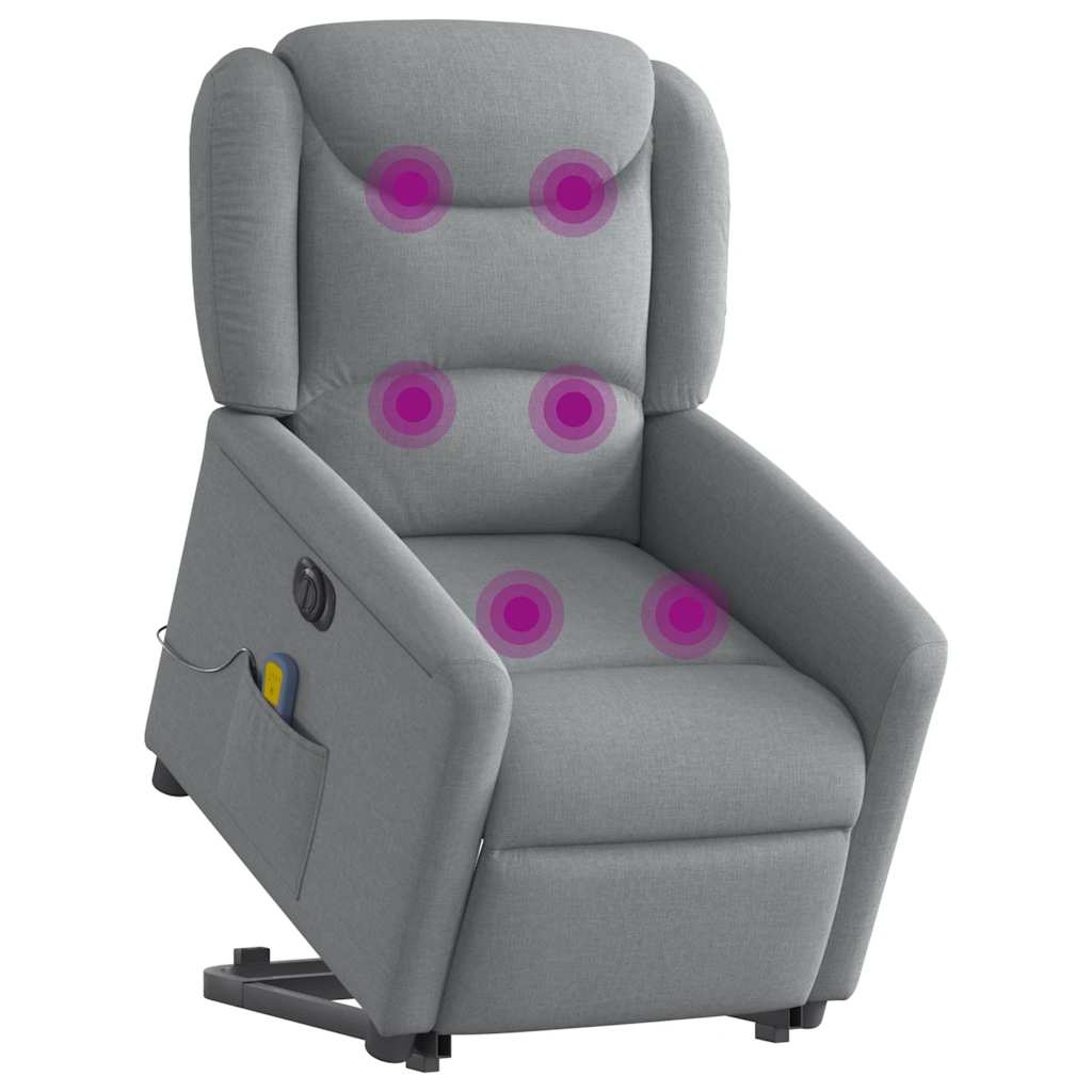 vidaXL Fotoliu electric masaj rabatabil cu ridicare, gri închis textil