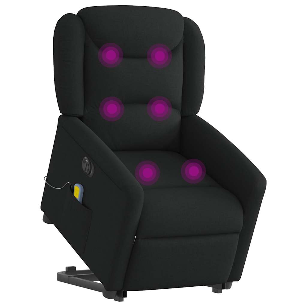 vidaXL Fotoliu electric de masaj rabatabil cu ridicare, negru, textil