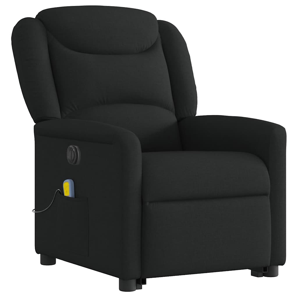 vidaXL Fotoliu electric de masaj rabatabil cu ridicare, negru, textil