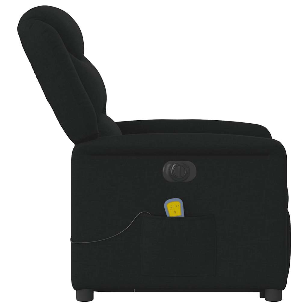 vidaXL Fotoliu electric de masaj rabatabil cu ridicare, negru, textil