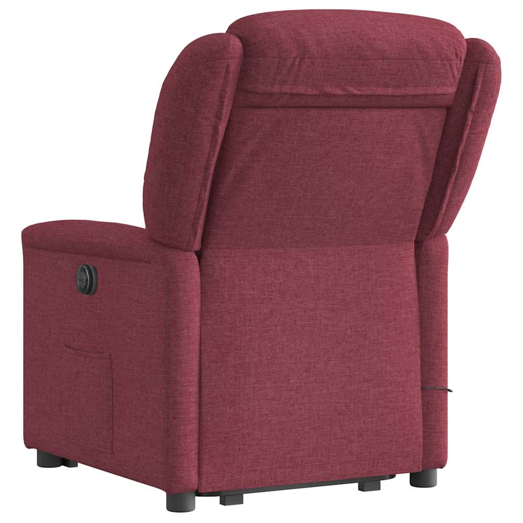 vidaXL Fotoliu de masaj electric rabatabil cu ridicare roșu vin textil vidaXL Fotoliu de masaj electric rabatabil cu ridicare roșu vin textil