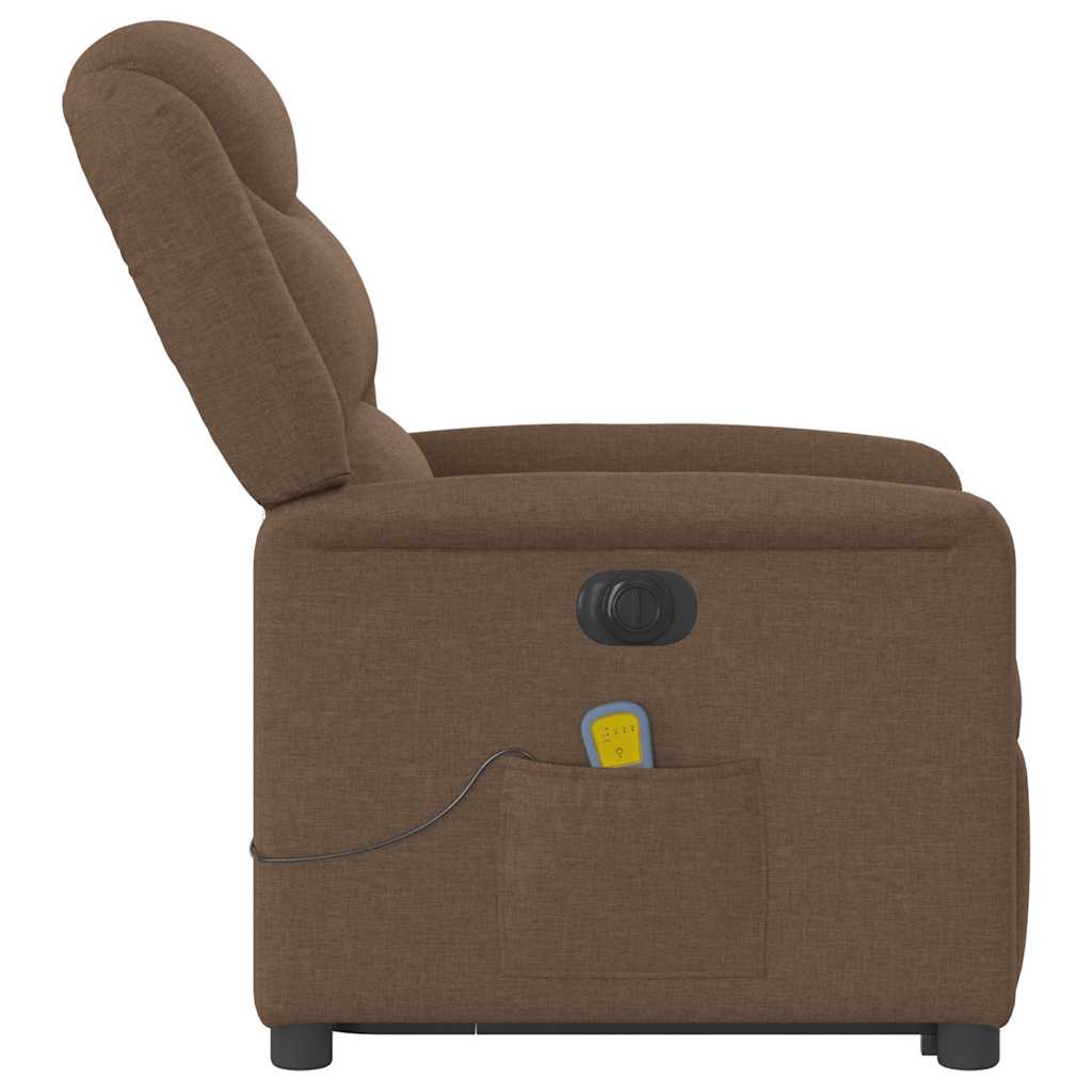 vidaXL Fotoliu electric de masaj rabatabil cu ridicare, maro, textil vidaXL Fotoliu electric de masaj rabatabil cu ridicare, maro, textil