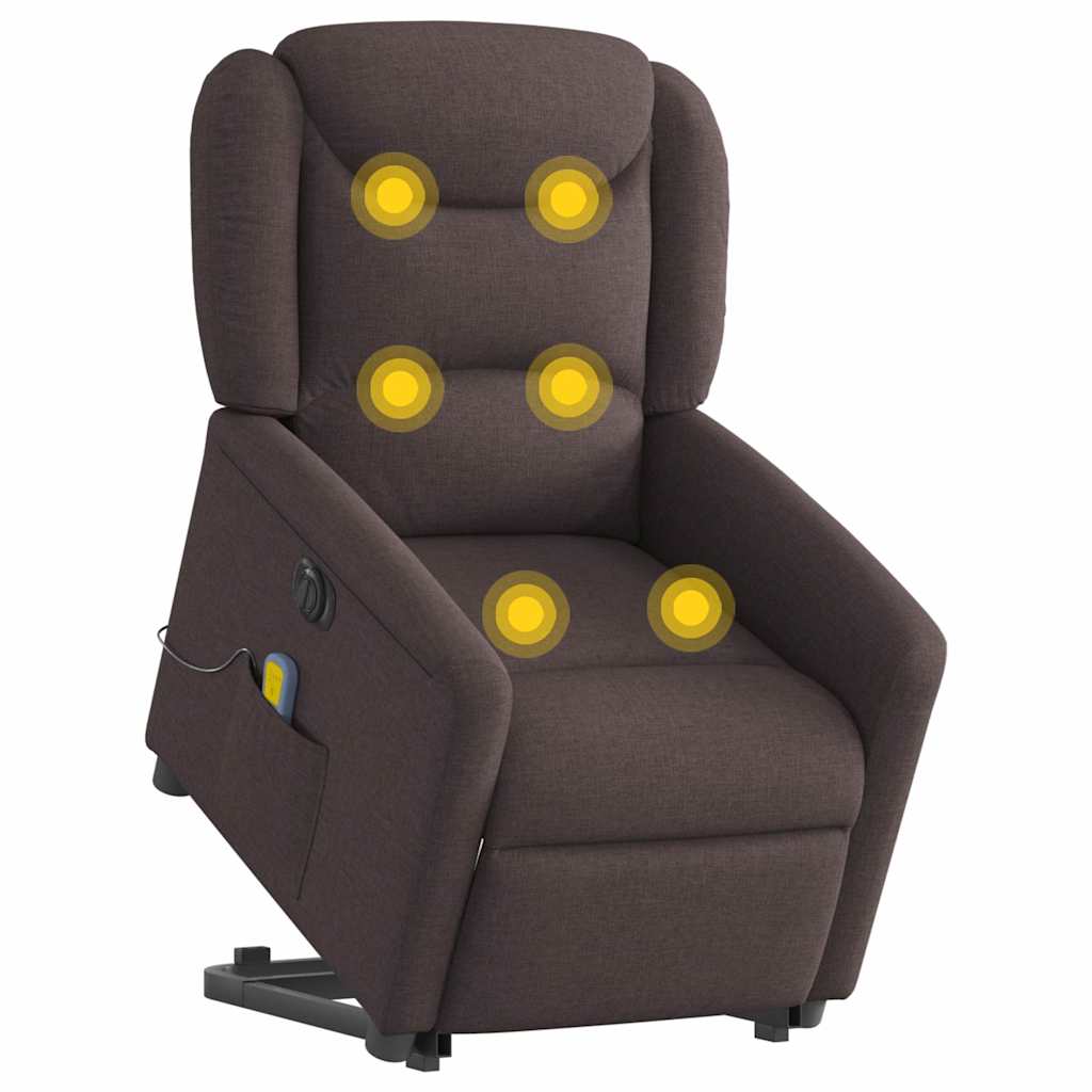 vidaXL Fotoliu electric masaj rabatabil cu ridicare maro închis textil vidaXL Fotoliu electric masaj rabatabil cu ridicare maro închis textil