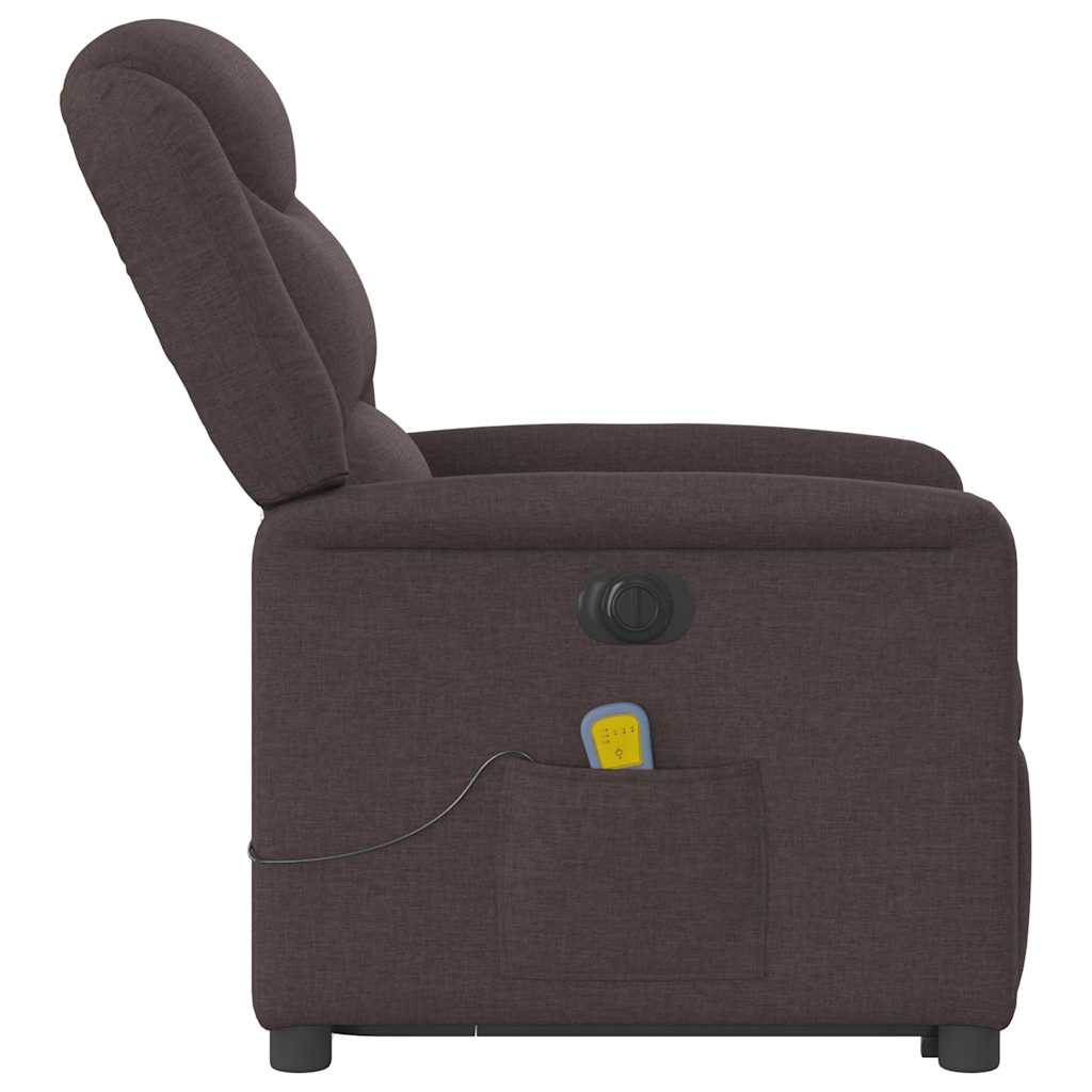 vidaXL Fotoliu electric masaj rabatabil cu ridicare maro închis textil vidaXL Fotoliu electric masaj rabatabil cu ridicare maro închis textil
