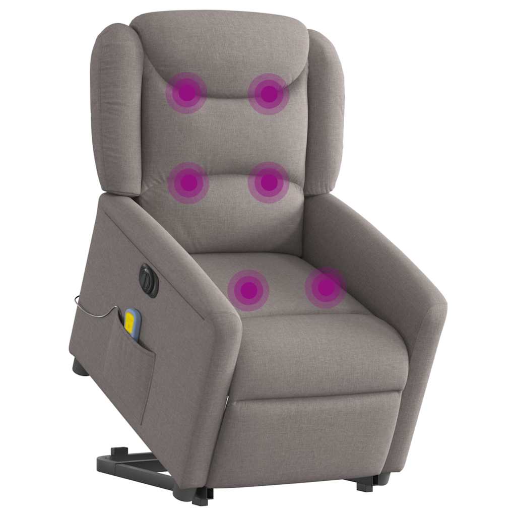 vidaXL Fotoliu electric masaj rabatabil cu ridicare, gri taupe, textil