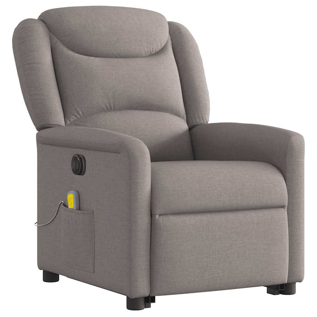 vidaXL Fotoliu electric masaj rabatabil cu ridicare, gri taupe, textil