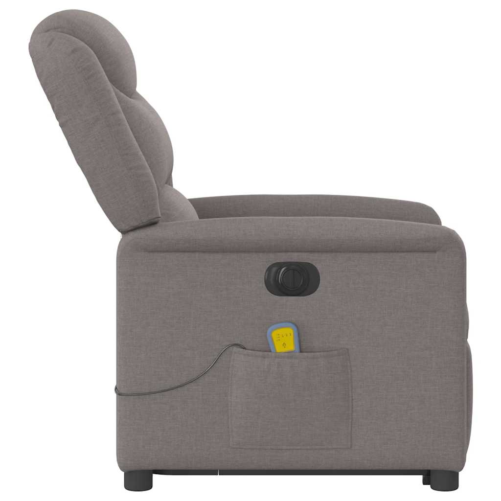vidaXL Fotoliu electric masaj rabatabil cu ridicare, gri taupe, textil