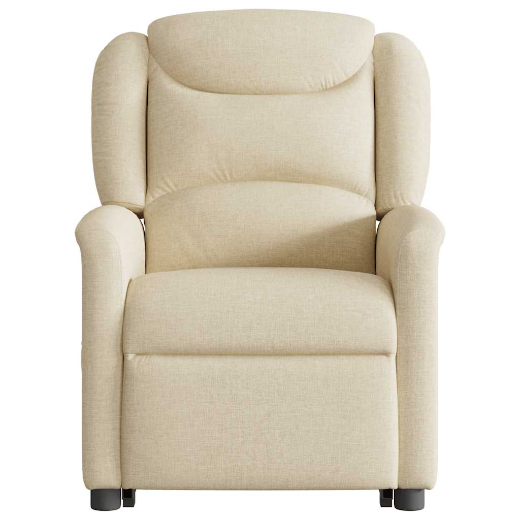 vidaXL Fotoliu electric de masaj rabatabil cu ridicare, crem, textil vidaXL Fotoliu electric de masaj rabatabil cu ridicare, crem, textil