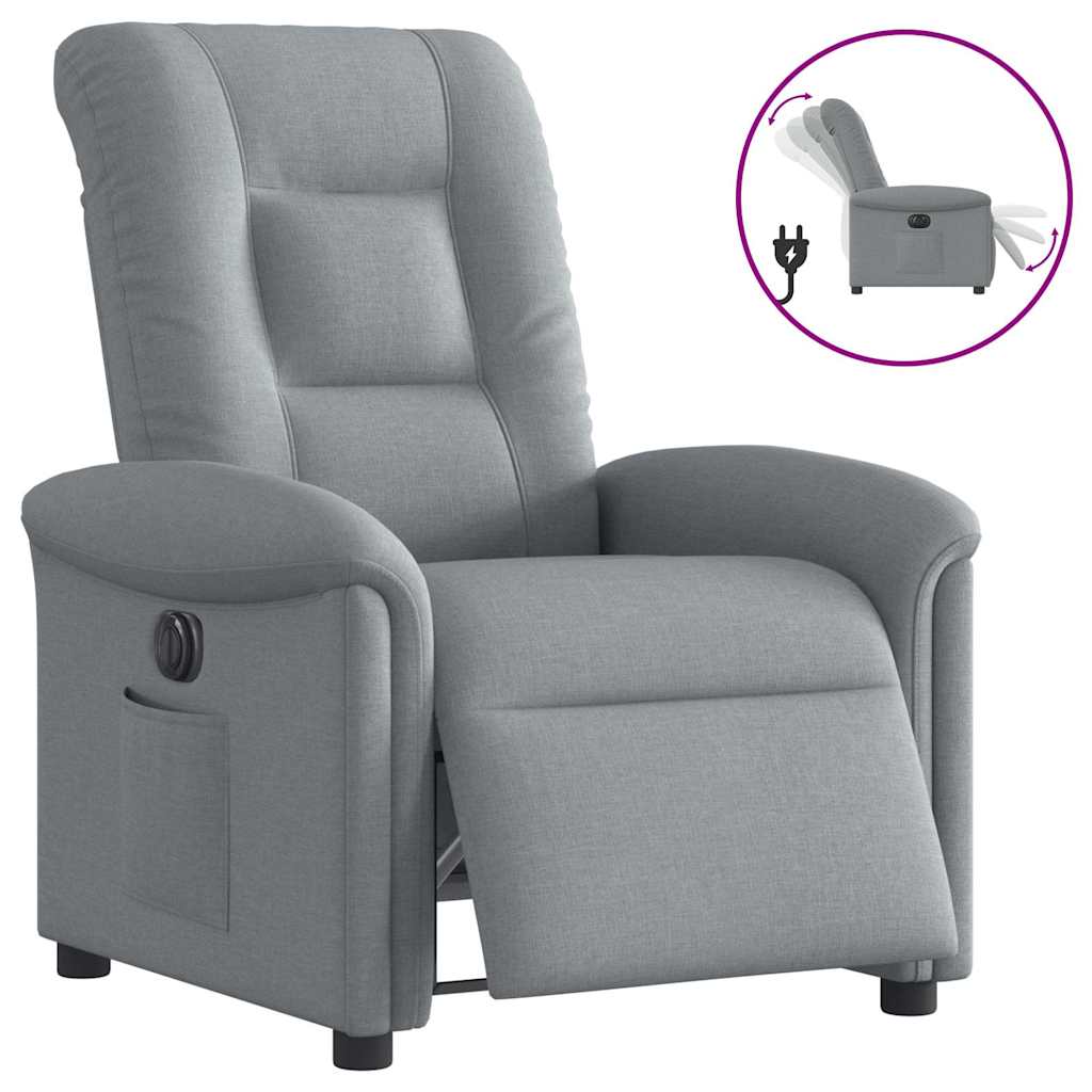 vidaXL Fotoliu rabatabil electric, gri deschis, textil