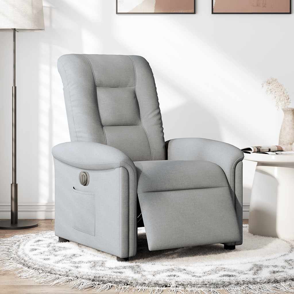 vidaXL Fotoliu rabatabil electric, gri deschis, textil